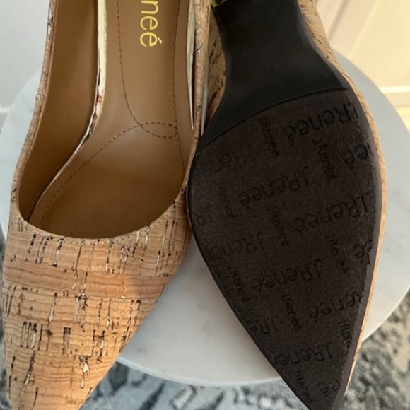 J. Renee Womens 6.5M Marekka Natural Cork/Gold Heels - Picture 4 of 7
